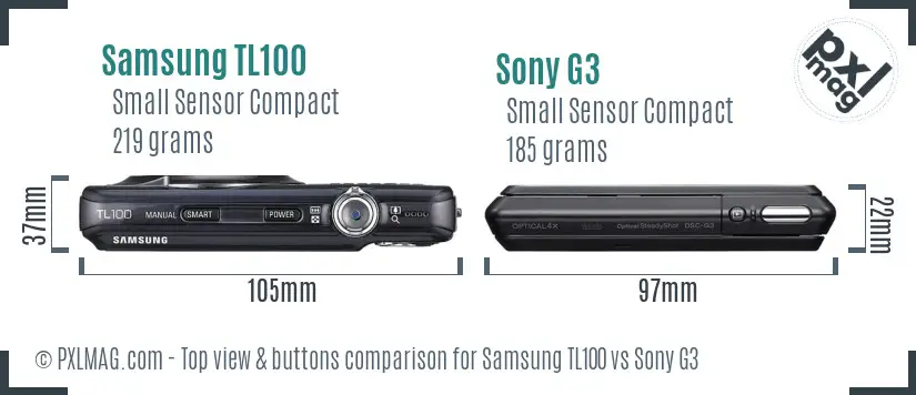 Samsung TL100 vs Sony G3 top view buttons comparison