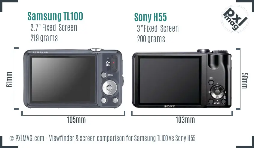 Samsung TL100 vs Sony H55 Screen and Viewfinder comparison