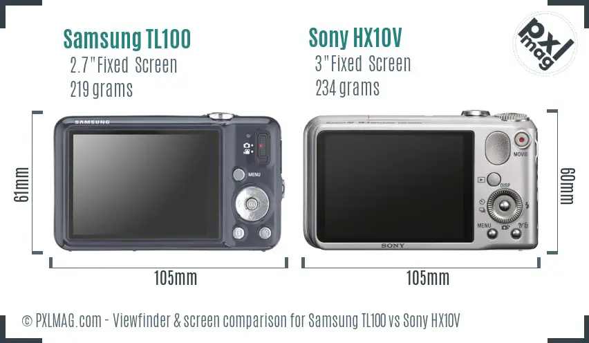 Samsung TL100 vs Sony HX10V Screen and Viewfinder comparison Samsung TL100 vs Sony HX10V Screen and Viewfinder comparison