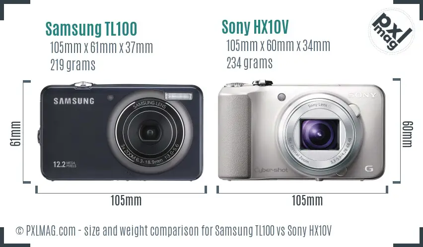 Samsung TL100 vs Sony HX10V size comparison Samsung TL100 vs Sony HX10V size comparison