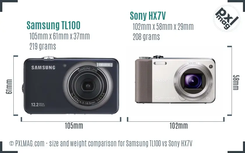 Samsung TL100 vs Sony HX7V size comparison