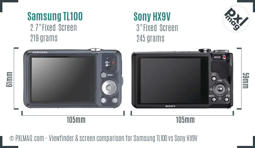 Samsung TL100 vs Sony HX9V Screen and Viewfinder comparison Samsung TL100 vs Sony HX9V Screen and Viewfinder comparison