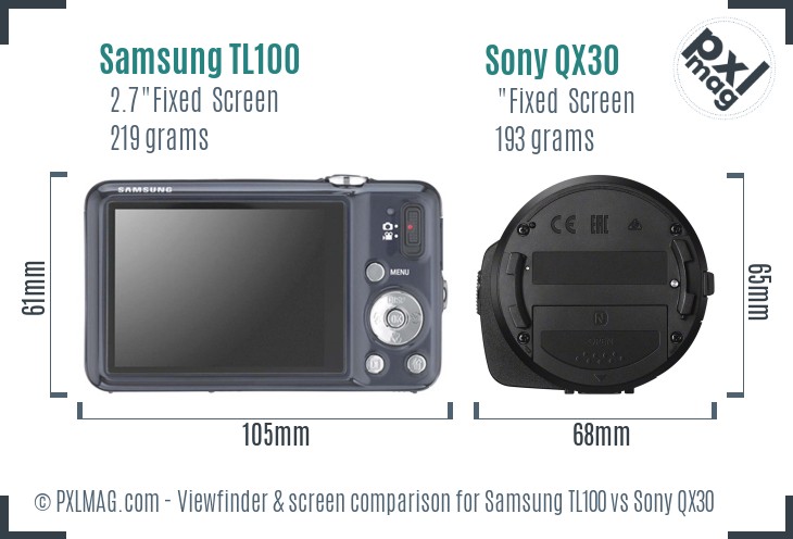 Samsung TL100 vs Sony QX30 Screen and Viewfinder comparison