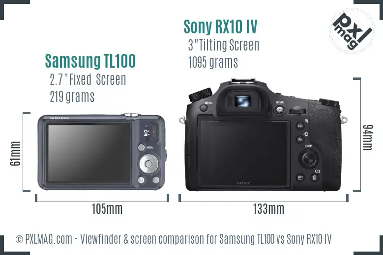 Samsung TL100 vs Sony RX10 IV Screen and Viewfinder comparison Samsung TL100 vs Sony RX10 IV Screen and Viewfinder comparison
