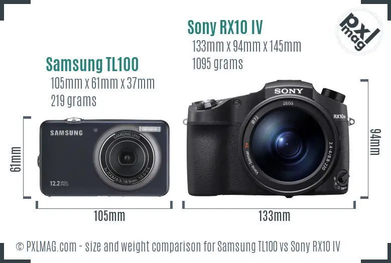 Samsung TL100 vs Sony RX10 IV size comparison Samsung TL100 vs Sony RX10 IV size comparison