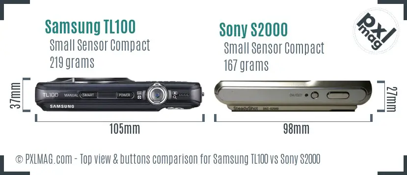 Samsung TL100 vs Sony S2000 top view buttons comparison