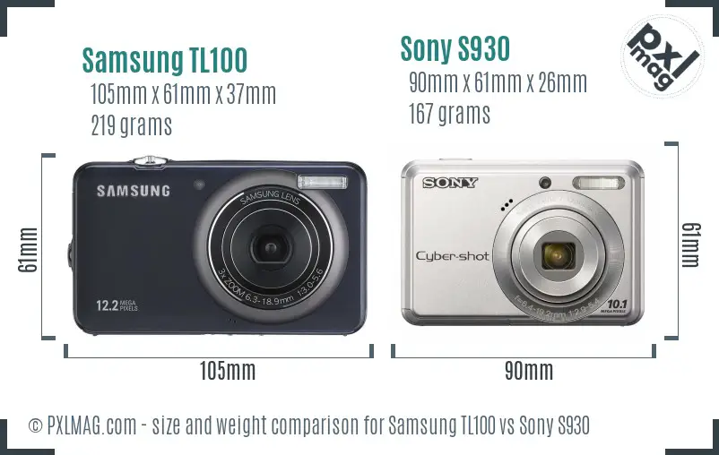 Samsung TL100 vs Sony S930 size comparison Samsung TL100 vs Sony S930 size comparison