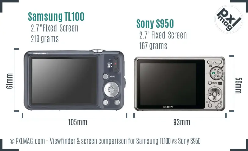 Samsung TL100 vs Sony S950 Screen and Viewfinder comparison