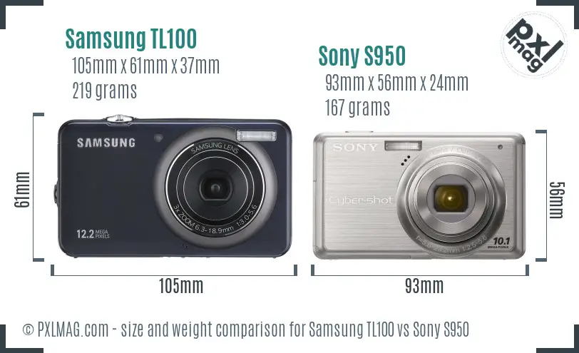 Samsung TL100 vs Sony S950 size comparison