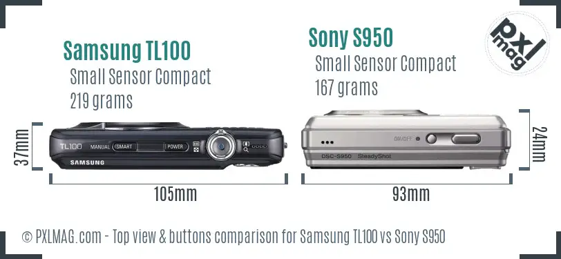 Samsung TL100 vs Sony S950 top view buttons comparison