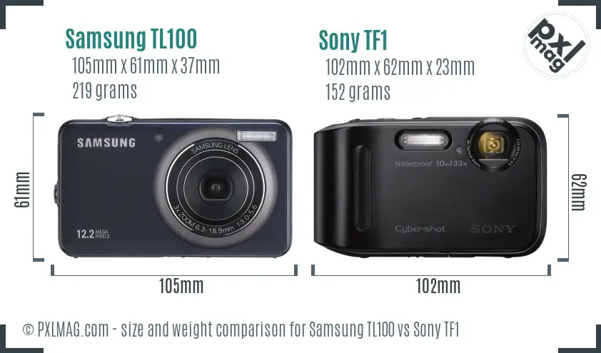 Samsung TL100 vs Sony TF1 size comparison