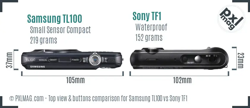 Samsung TL100 vs Sony TF1 top view buttons comparison