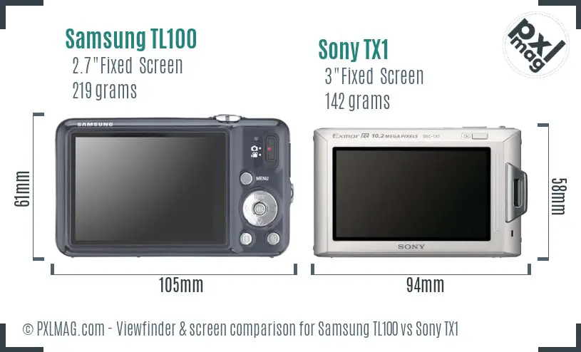 Samsung TL100 vs Sony TX1 Screen and Viewfinder comparison Samsung TL100 vs Sony TX1 Screen and Viewfinder comparison
