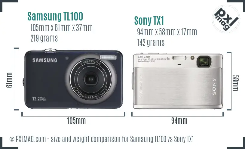 Samsung TL100 vs Sony TX1 size comparison Samsung TL100 vs Sony TX1 size comparison