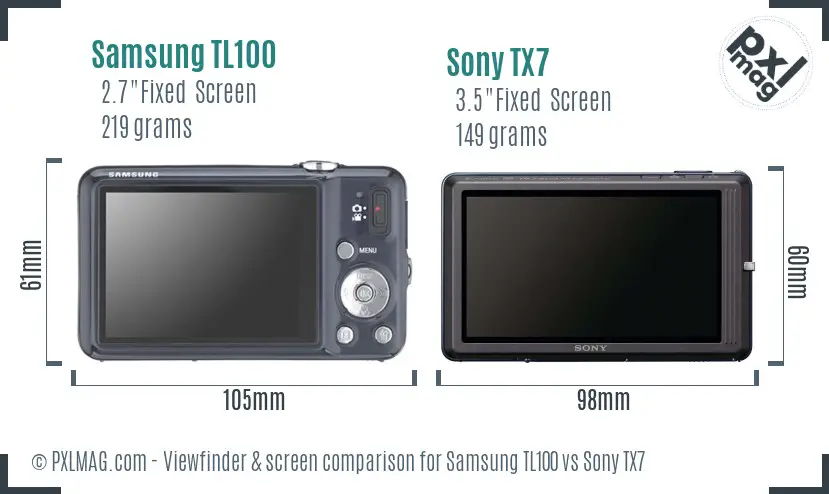 Samsung TL100 vs Sony TX7 Screen and Viewfinder comparison