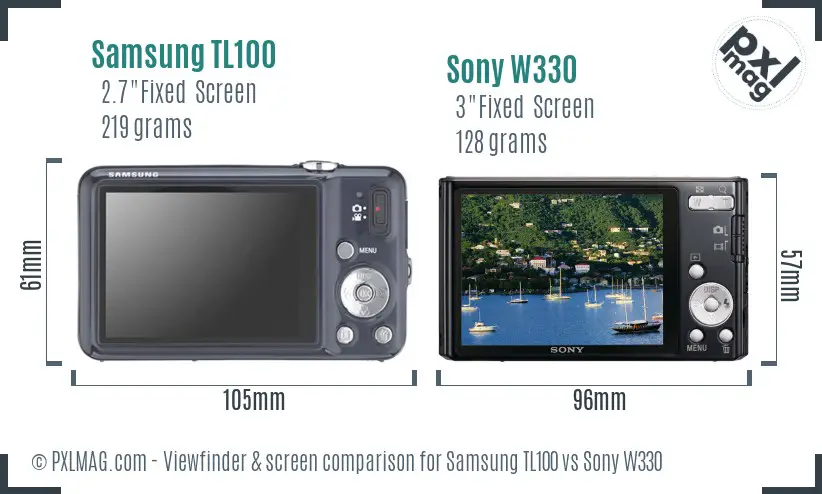 Samsung TL100 vs Sony W330 Screen and Viewfinder comparison Samsung TL100 vs Sony W330 Screen and Viewfinder comparison