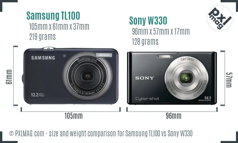 Samsung TL100 vs Sony W330 size comparison Samsung TL100 vs Sony W330 size comparison
