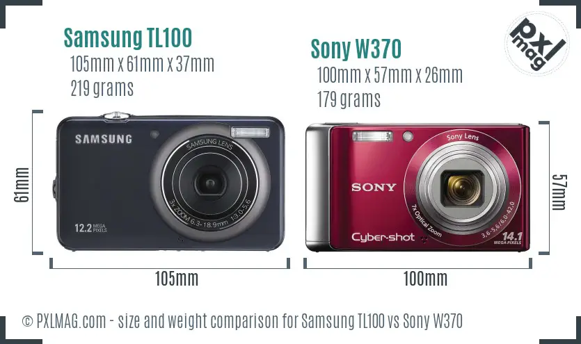 Samsung TL100 vs Sony W370 size comparison