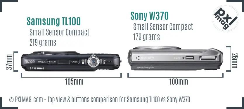 Samsung TL100 vs Sony W370 top view buttons comparison