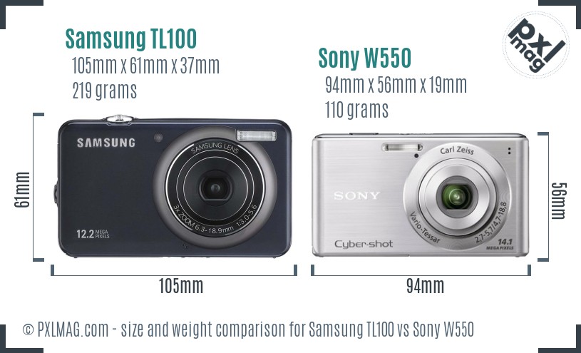 Samsung TL100 vs Sony W550 size comparison Samsung TL100 vs Sony W550 size comparison