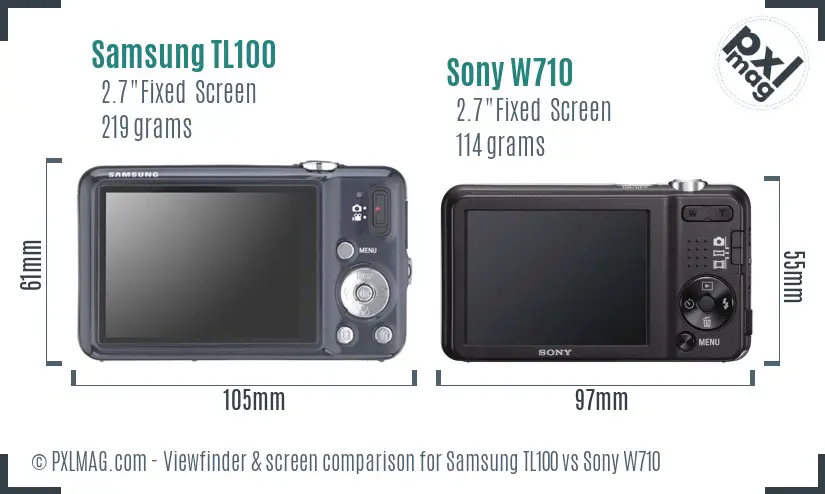 Samsung TL100 vs Sony W710 Screen and Viewfinder comparison Samsung TL100 vs Sony W710 Screen and Viewfinder comparison