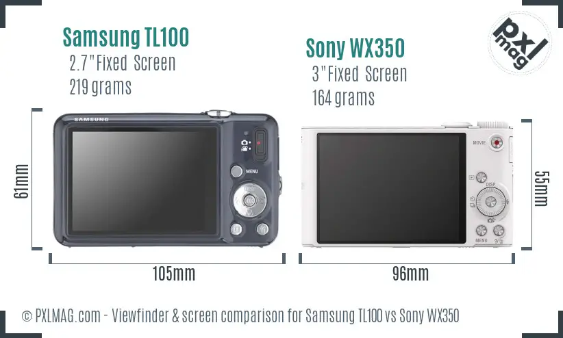 Samsung TL100 vs Sony WX350 Screen and Viewfinder comparison Samsung TL100 vs Sony WX350 Screen and Viewfinder comparison