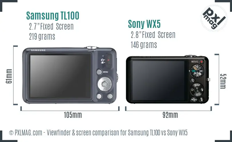 Samsung TL100 vs Sony WX5 Screen and Viewfinder comparison Samsung TL100 vs Sony WX5 Screen and Viewfinder comparison