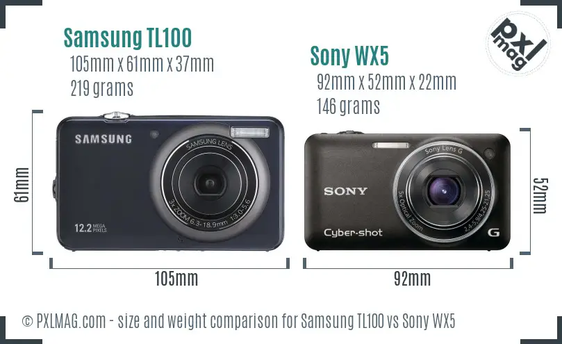 Samsung TL100 vs Sony WX5 size comparison Samsung TL100 vs Sony WX5 size comparison