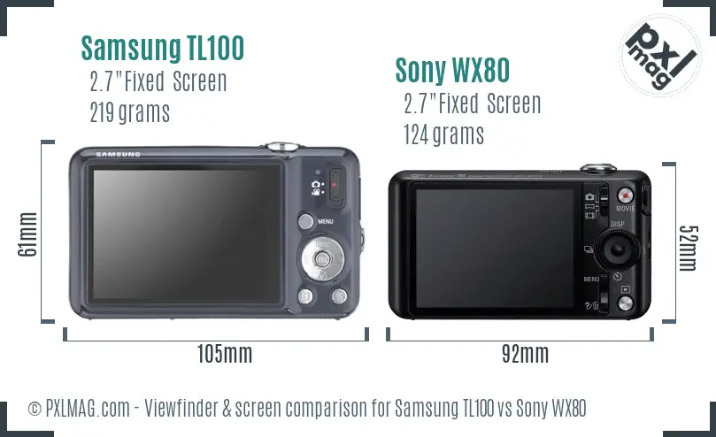 Samsung TL100 vs Sony WX80 Screen and Viewfinder comparison