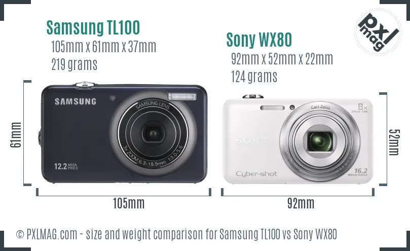 Samsung TL100 vs Sony WX80 size comparison