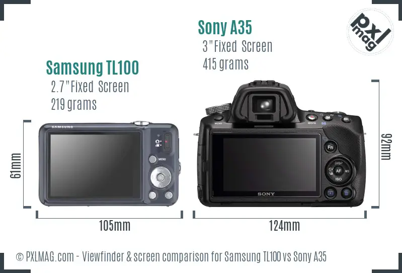 Samsung TL100 vs Sony A35 Screen and Viewfinder comparison Samsung TL100 vs Sony A35 Screen and Viewfinder comparison