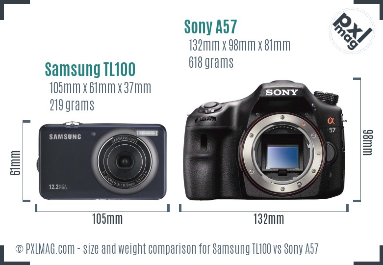 Samsung TL100 vs Sony A57 size comparison Samsung TL100 vs Sony A57 size comparison