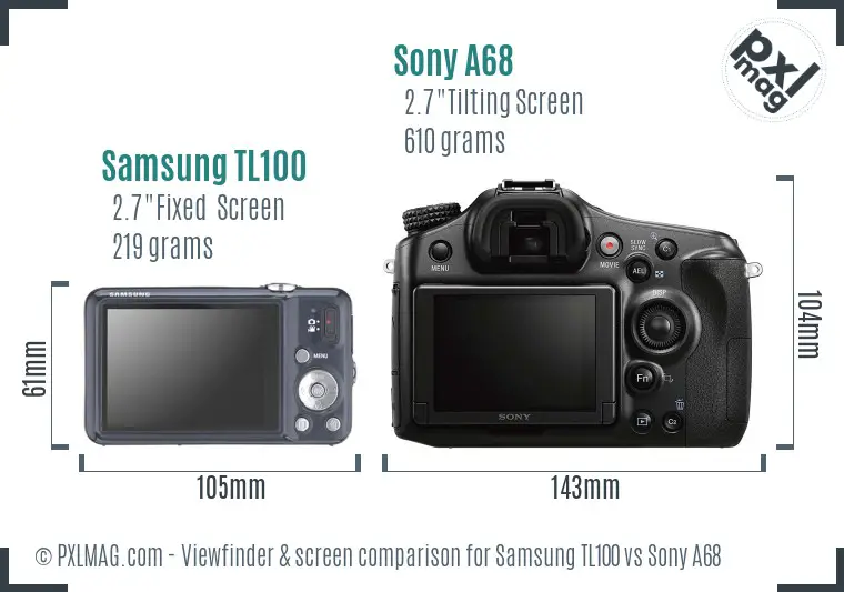 Samsung TL100 vs Sony A68 Screen and Viewfinder comparison