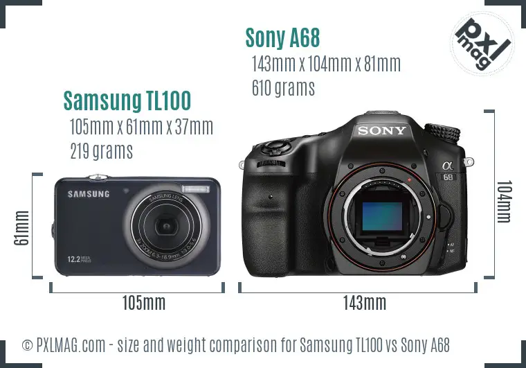 Samsung TL100 vs Sony A68 size comparison Samsung TL100 vs Sony A68 size comparison