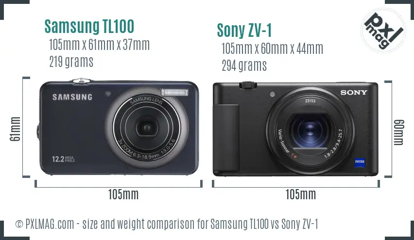 Samsung TL100 vs Sony ZV-1 size comparison Samsung TL100 vs Sony ZV-1 size comparison