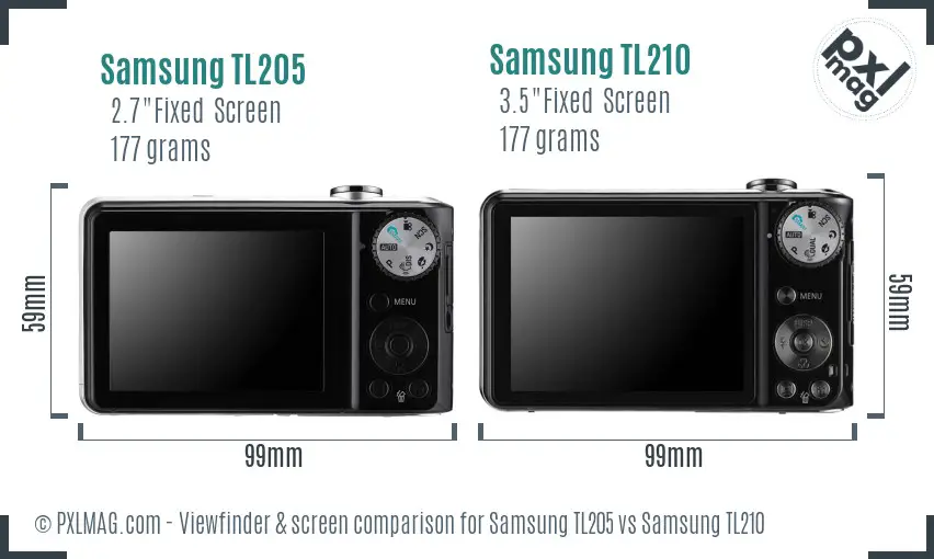 Samsung TL205 vs Samsung TL210 Screen and Viewfinder comparison