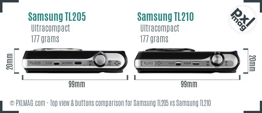 Samsung TL205 vs Samsung TL210 top view buttons comparison