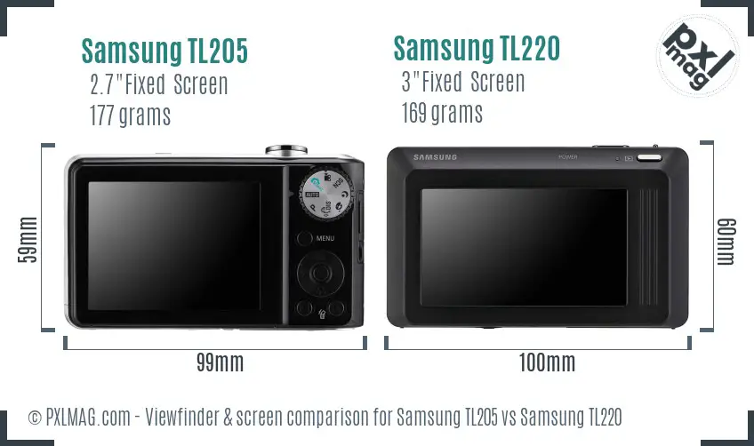 Samsung TL205 vs Samsung TL220 Screen and Viewfinder comparison