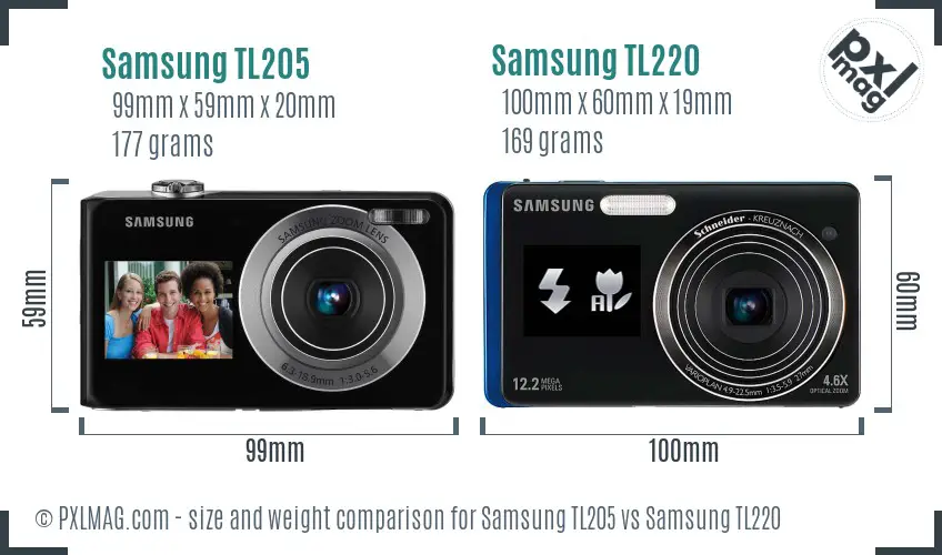 Samsung TL205 vs Samsung TL220 size comparison