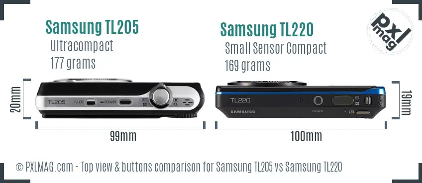 Samsung TL205 vs Samsung TL220 top view buttons comparison