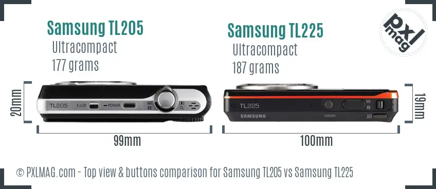 Samsung TL205 vs Samsung TL225 top view buttons comparison