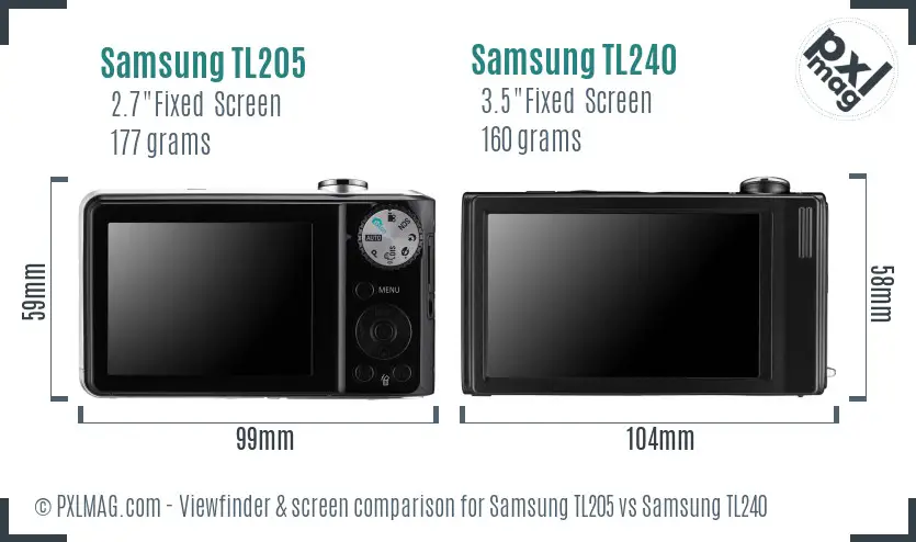 Samsung TL205 vs Samsung TL240 Screen and Viewfinder comparison