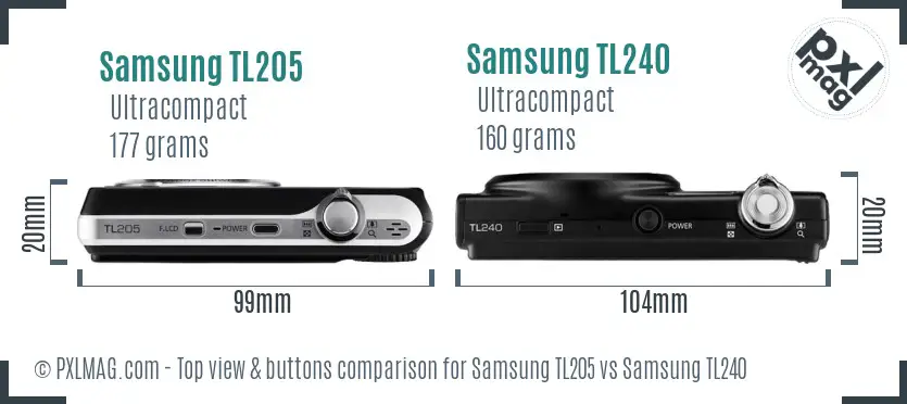 Samsung TL205 vs Samsung TL240 top view buttons comparison