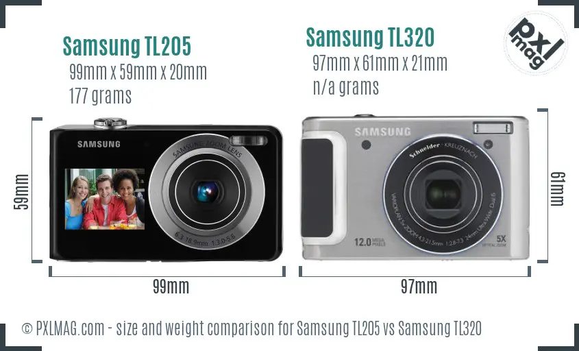Samsung TL205 vs Samsung TL320 size comparison