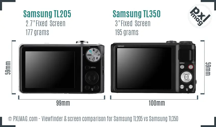 Samsung TL205 vs Samsung TL350 Screen and Viewfinder comparison