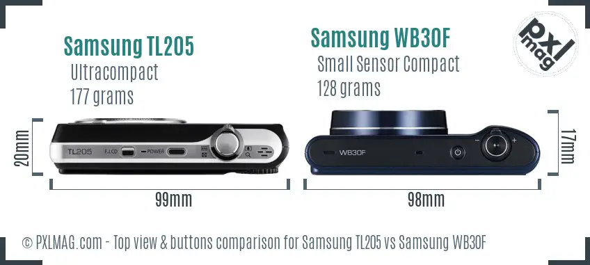 Samsung TL205 vs Samsung WB30F top view buttons comparison