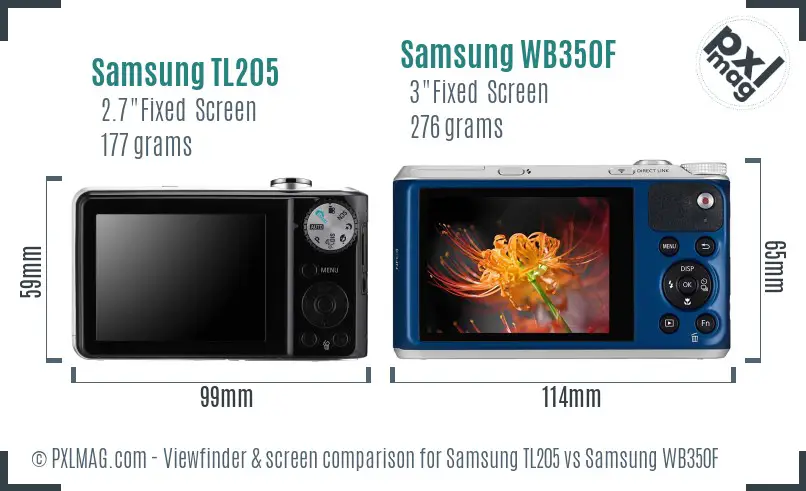 Samsung TL205 vs Samsung WB350F Screen and Viewfinder comparison