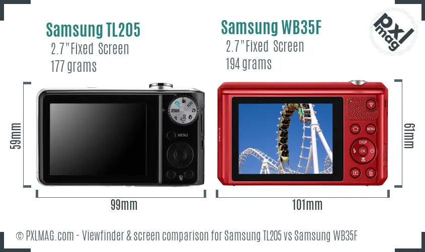 Samsung TL205 vs Samsung WB35F Screen and Viewfinder comparison