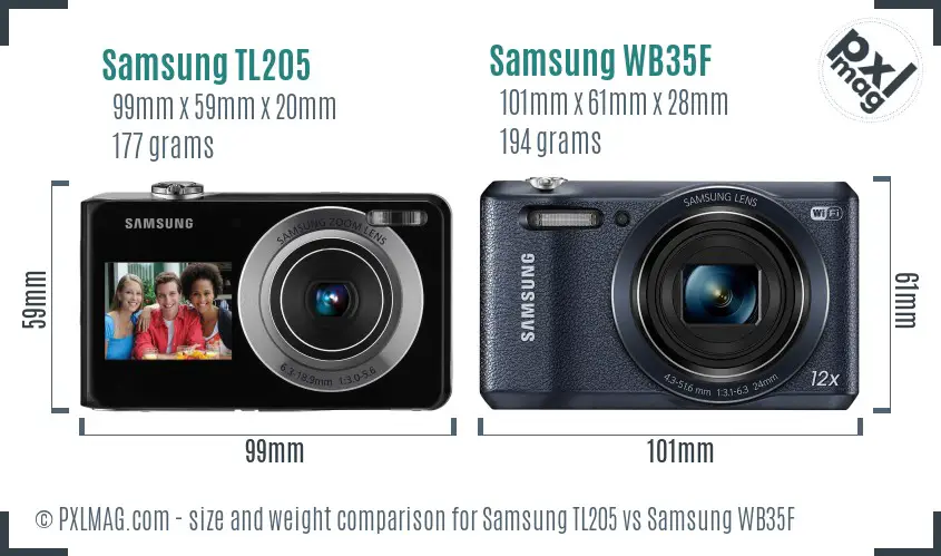 Samsung TL205 vs Samsung WB35F size comparison