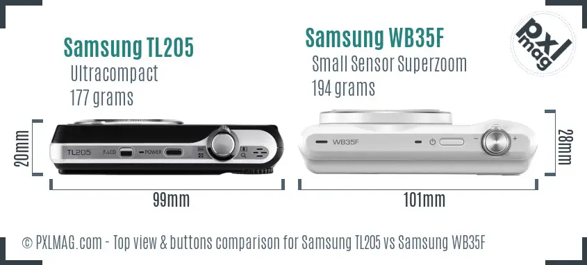 Samsung TL205 vs Samsung WB35F top view buttons comparison